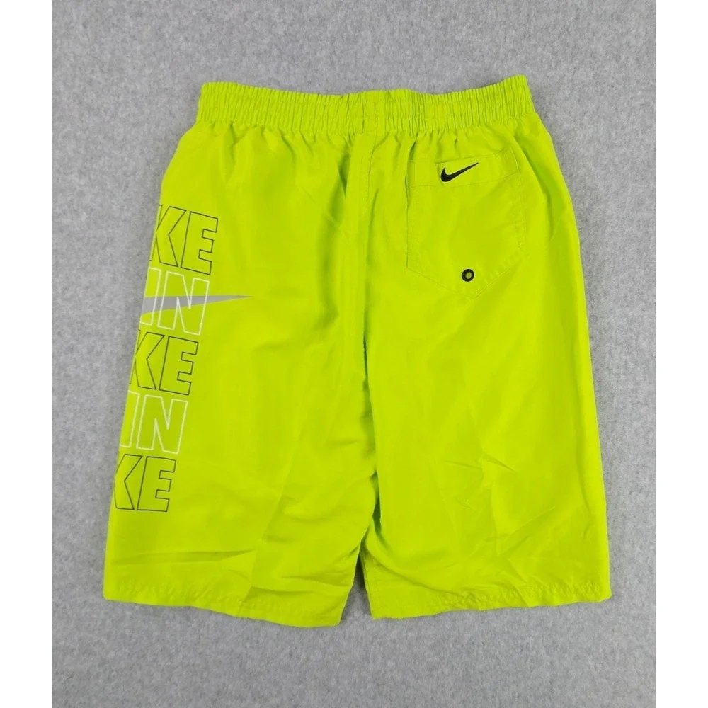 Nike Swim Boys Size Large‎ Swimming Trunks Shorts Green Logo Bathing Suit NEW